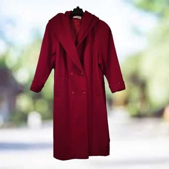 LONG Vintage Peacoat With A Hoodie And Nice Pockets - Picture 1 of 5